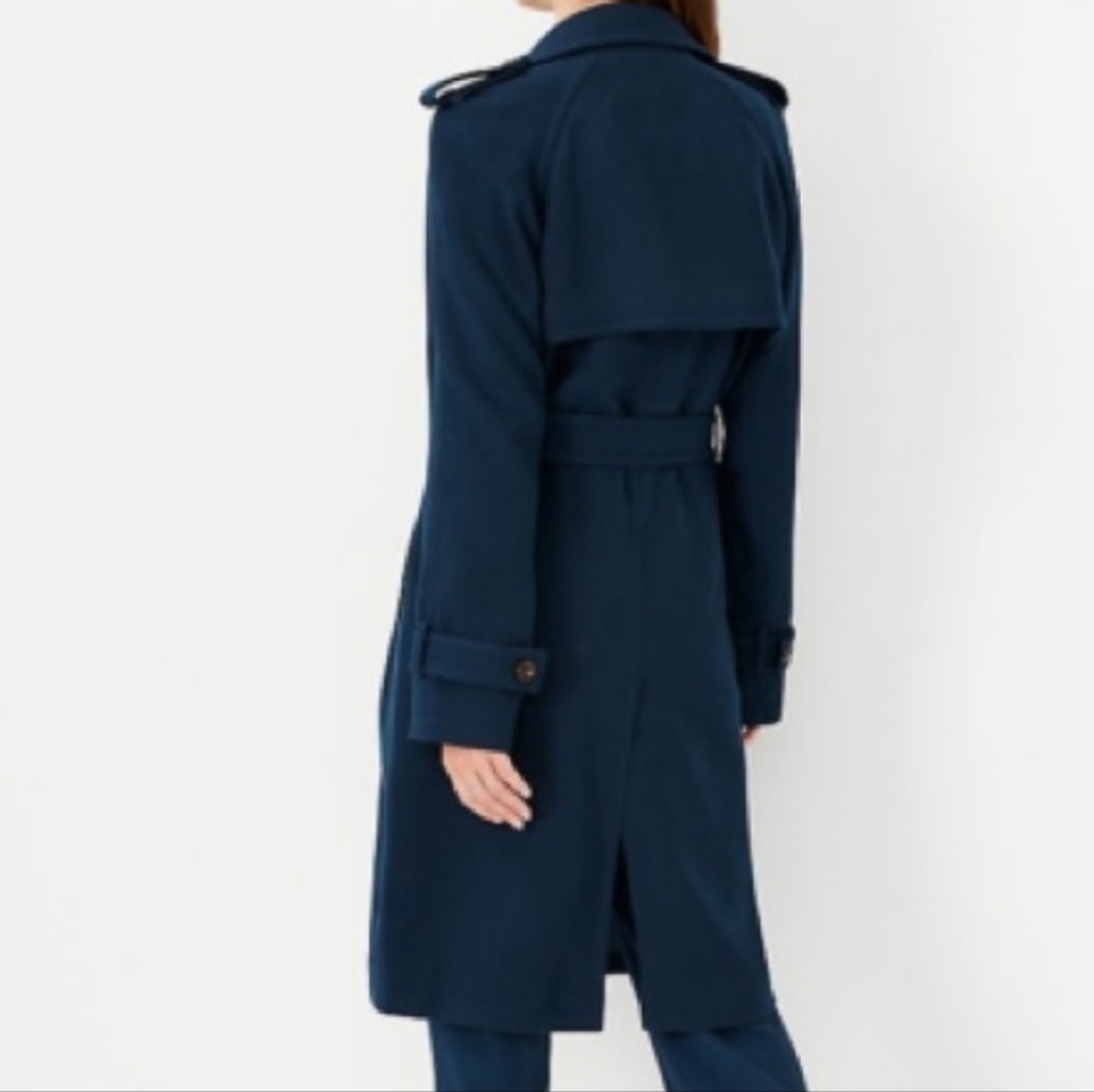 NEW! ANN TAYLOR Twill Double Breasted Belted Trench Coat XSP. - Picture 4 of 9